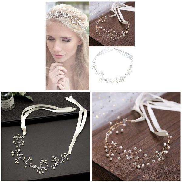 

hair clips & barrettes ly wedding headband pearl rhinestone headpiece band accessories for bride, Golden;silver