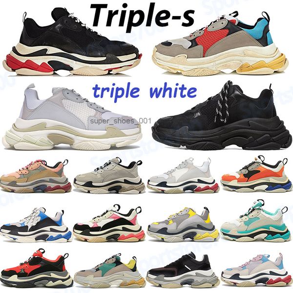 

triple s casual shoes mens platform sneakers beige green yellow grey red blue candy rose gold white purple men women 6-layer trainers, Black