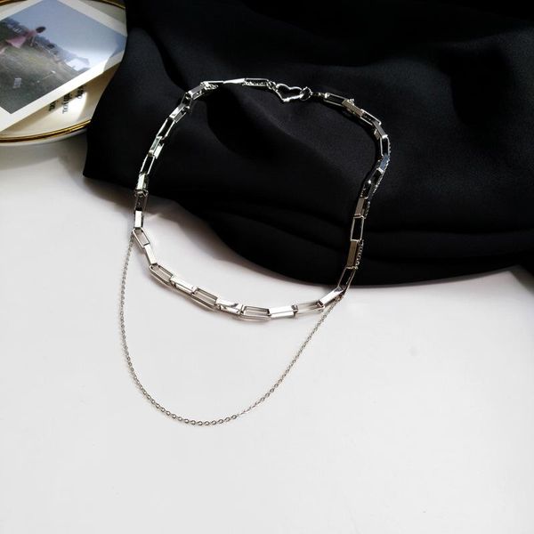

chokers personality statement layered necklace hiphop creative short sweater collarbone chain aesthetic jewelry initial charms for women, Golden;silver