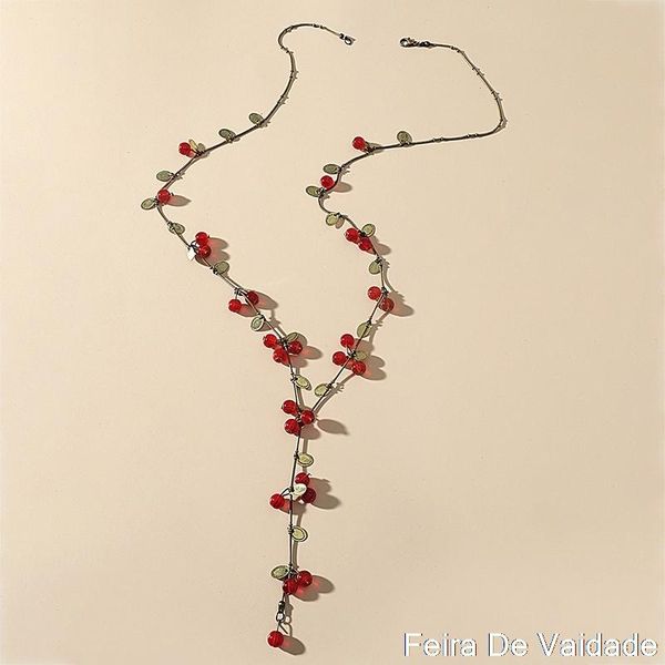 

chains 2021 trend unusual jewelry fashion for women korean vine red cherry necklace wholesale drop, Silver