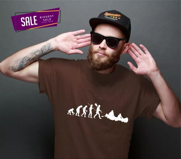 

SALE Canoeing Evolution Unisex Funny T-Shirt L Hobby WATER SPORTS ROWING, Mainly pictures