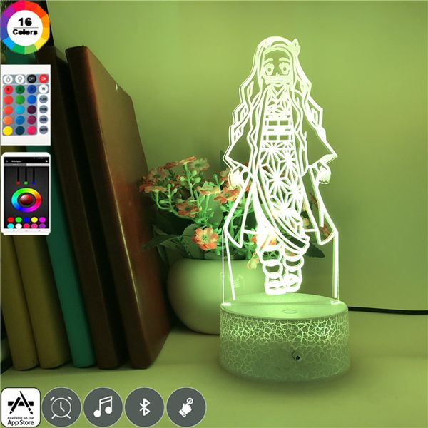 

anime 3d desk lamp demon slayer night light kids room nightlight kamado nezuko figure children birthday gifts app control