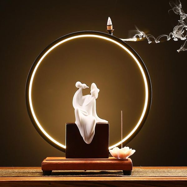 

fragrance lamps backflow led ceramic incense burner hand lotus zen garden buddah decor oriental quemador de incienso furnace eh50