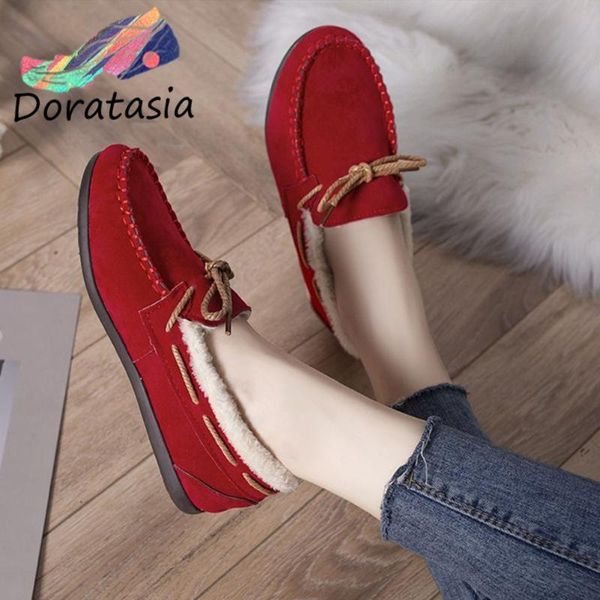 

boots doratasia ins women solid slip on round toe ankle shoes flats fashion casual winter design, Black