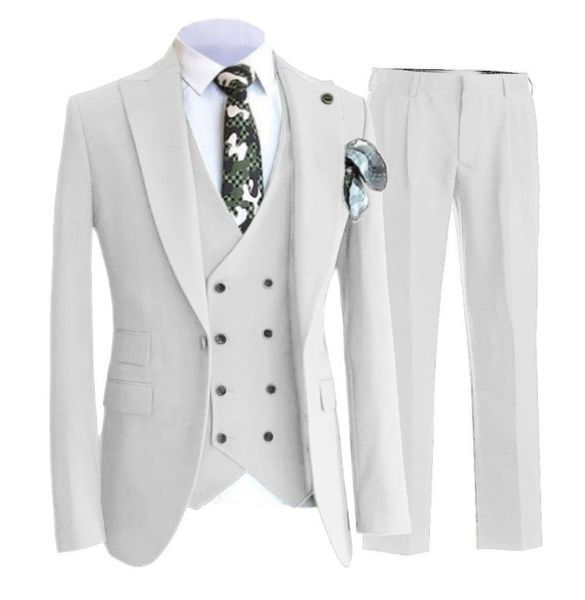 

men's suits & blazers solovedress suit white slim double-breasted lapel business meeting wedding groom customization (blazer + vest pan, White;black