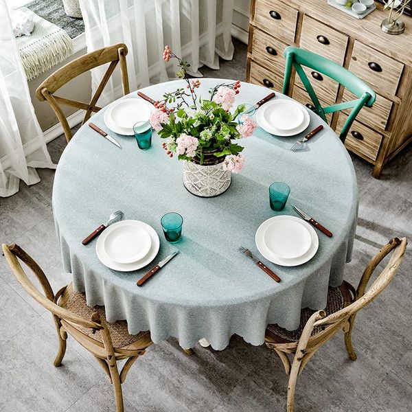 

table cloth rzcortinas cover round wedding party el cotton linen nordic solid tablecloths home decor grey coffee blue