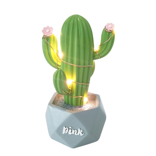 Resina de decoração de festa liderado Night Light Cactus Kids Birthday Holiday Gift for Bedroom Decor