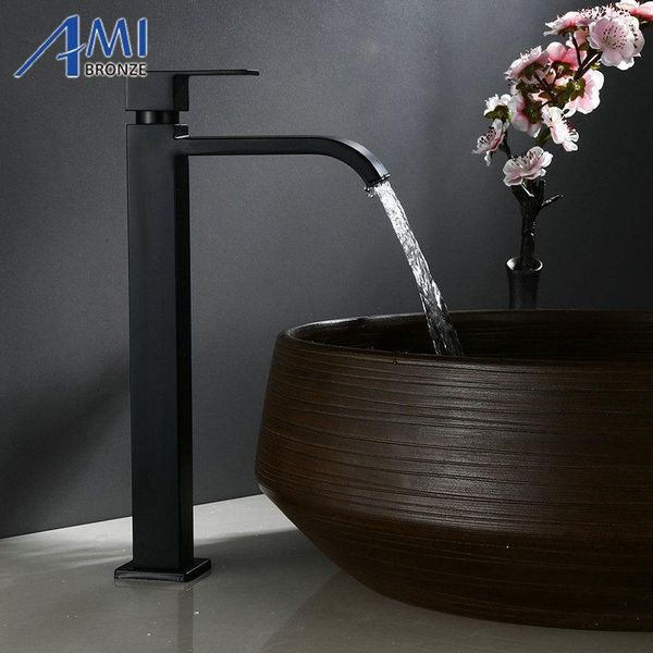 

bathroom sink faucets single cold faucet black paint operation basin tap high 304 stainless steel