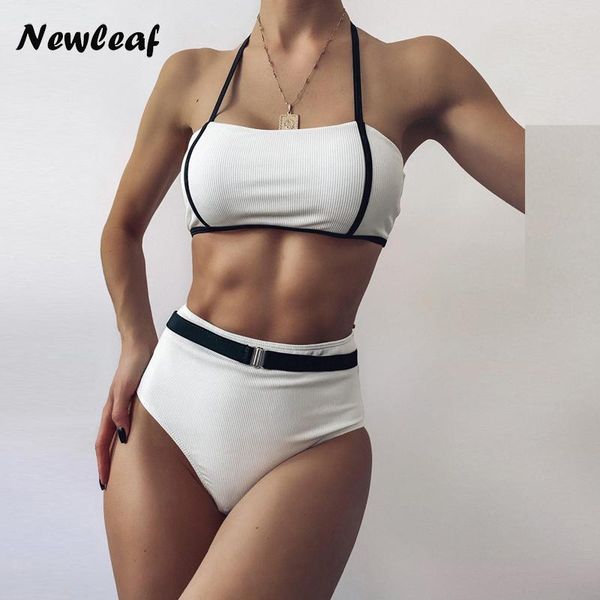 

one-piece suits separate swimsuit patchwork swimwear for women 2021 bikinis set halter bikini high waist white