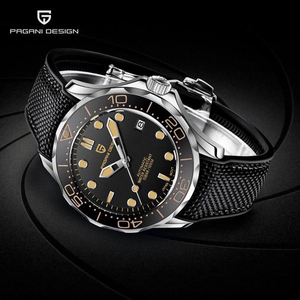 

men's watches 007 commander mechanical automatic watch men sport stainless steel clock japan nh35 wristwatches, Slivery;brown