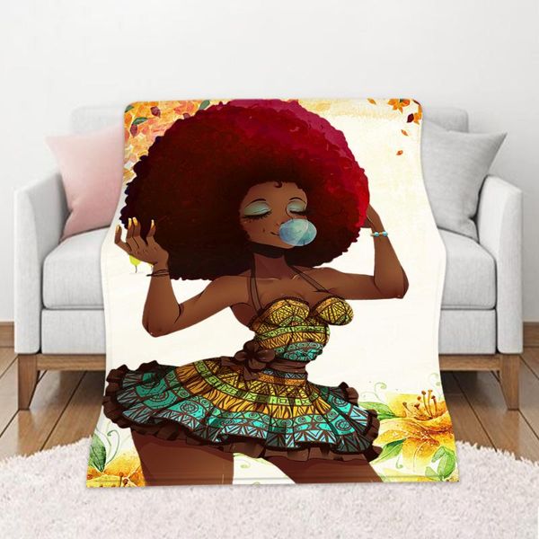 

blankets throw blanket soft lightweight flannel fleece tribal african black woman for bed couch sofa chair office 59"x86"