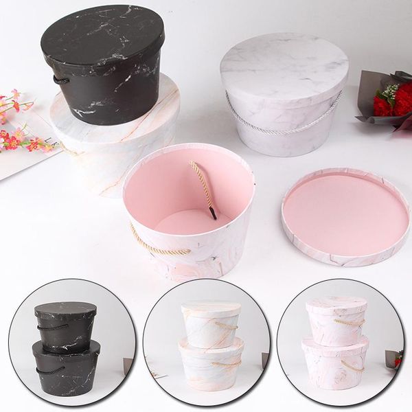 

gift wrap 2pcs/set different size box creative marbling florist flower packing with lid home wedding decoration wrapping supplies