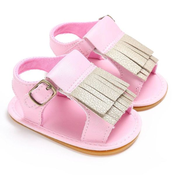 

sandals baby girls first walkers tassel soft non-slip crib shoes moccasin 0-18m boy, Black;red