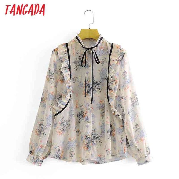

women retro ruffle bow romantic blouse long sleeve chic female shirt 3a19 210416, White