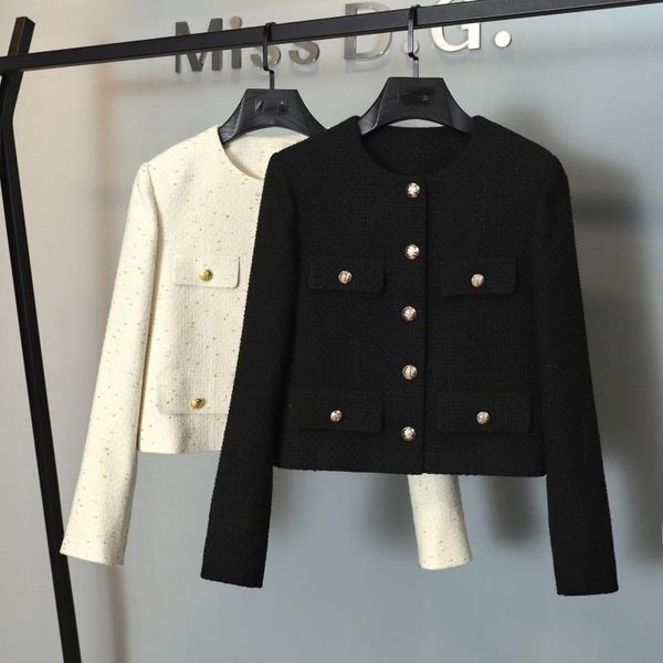 

women's jackets autumn winner casual women tweed jacket coat for female fashion overcoat 2 color ms 8.19, Black;brown
