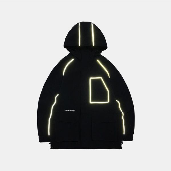 

reflective assault coat men's spring and autumn 2021 loose fried street casual hooded work jacket fashion jackets, Black;brown