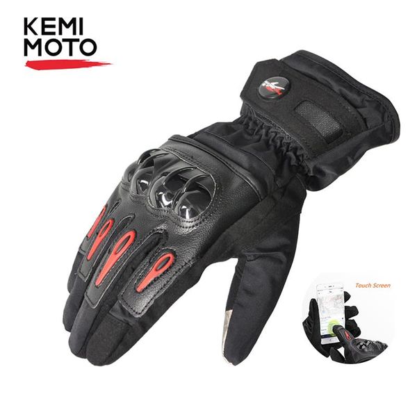 

kemimoto motorcycle winter gloves touch screen moto waterproof men women cycling protective tutelar glove, Black