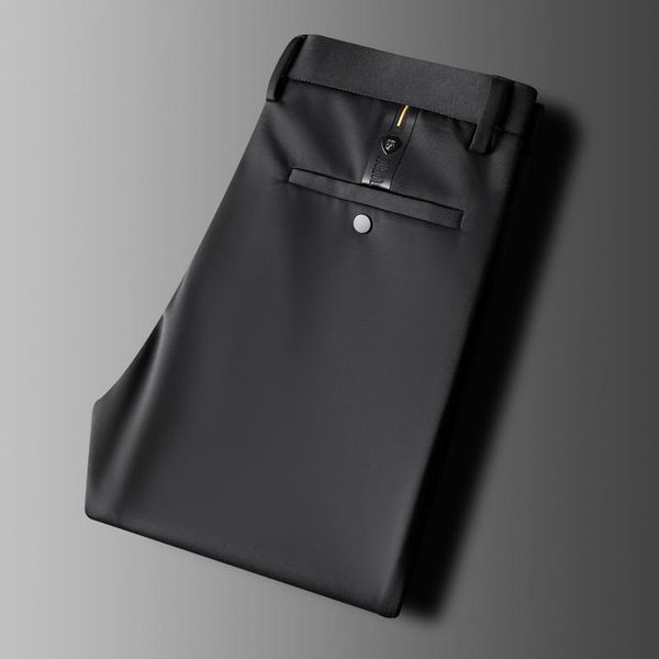 

men's pants high-end business trousers comfortable stretch drape wrinkle resistant autumn versatile slim straight tube casua, Black