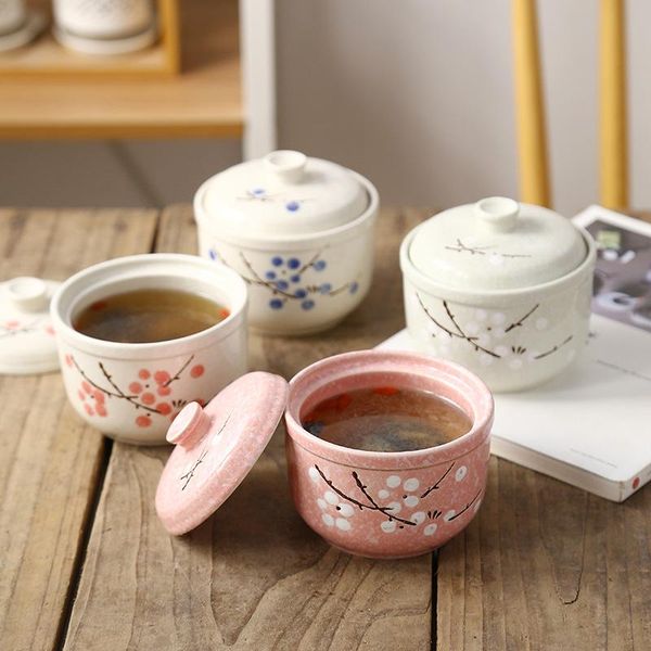 

japanese ceramic stew cup household steamed egg bowl soup pot el single case of stewed tableware bowls