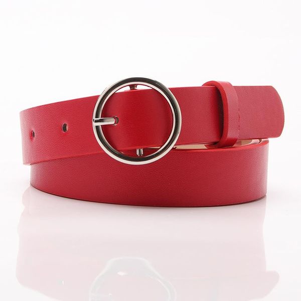 

the latest ladies belt simple and versatile round buckle fashion decorative women beautiful korean jeans belts, Black;brown
