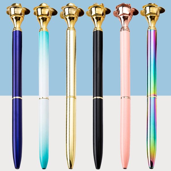 Creative Golden Rose Sculpture Ballpoint Ручки Школьные кабинеты School Office Societ Signature Business Pen Student Pired