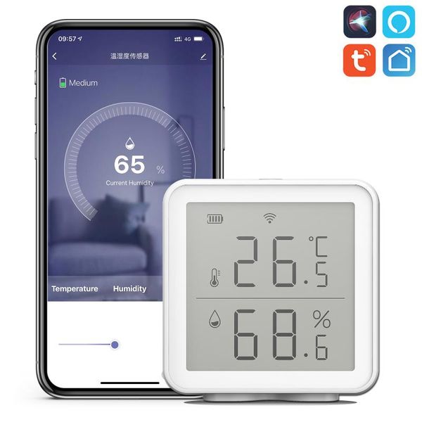 

smart home control tuya wifi temperature and humidity sensor indoor hygrometer thermometer with lcd display support alexa google life