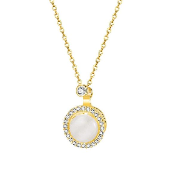 

chains women circle collier pendant necklace cubic zirconia neck lace jewelry gift w/ non-rusty metal chain for love & weddings, Silver