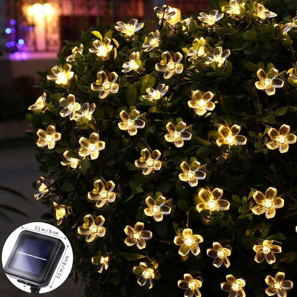 

strings 50 led solar garden light string christmas fairy waterproof flower garland for street lawn patio decoration lamp