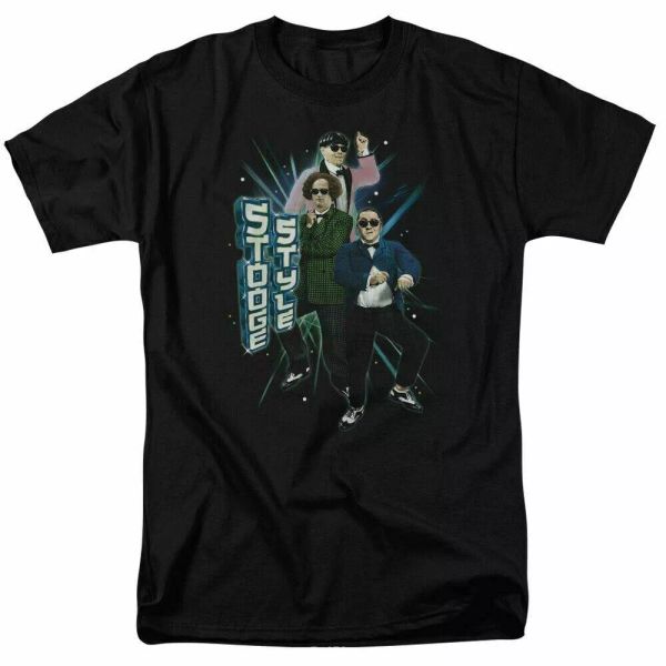 

the three stooges stooge style t shirt mens licensed moe larry curly black, White;black