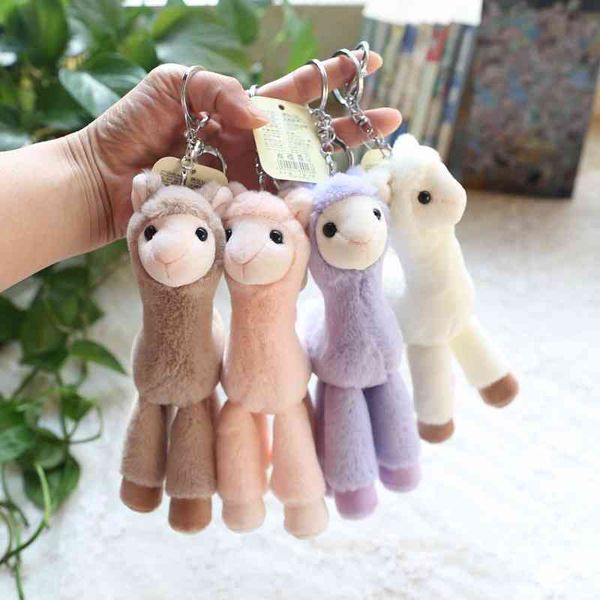 

keychains simulated alpaca key chain plush toy grass mud horse doll bag pendant schoolbag large pendant girl's heart, Silver