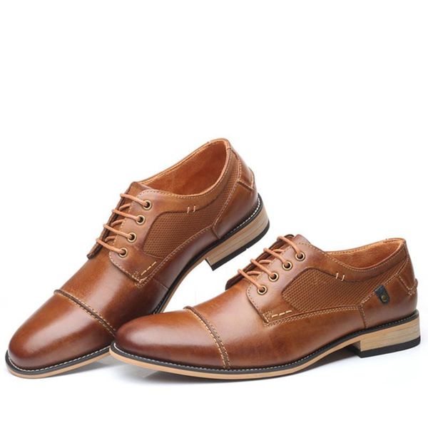 

dress shoes 2021 arrival men genuine leather lace-up wedding business men's formal oxfords flats plus size 13, Black