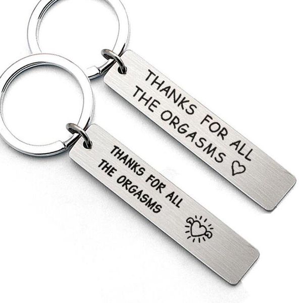 

keychains custom keyring engraved thank for all the orgasms key ring couple keychain valentine's day gifts give to my boyfriend husband, Silver