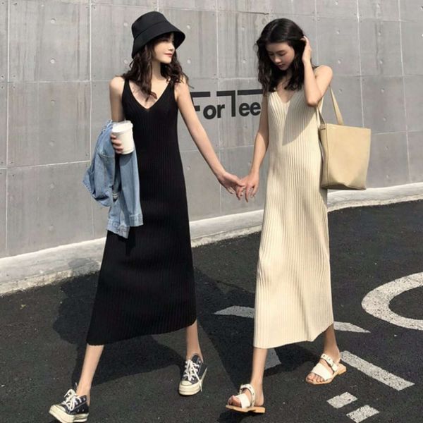 

women's tracksuits tracksuitsspring net red korean chic loose foreign knitting suspender dress women's vest bottom skirt gghg, Gray