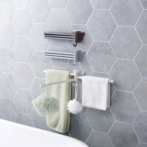 

towel racks non-marking stickers rotating rack kitchen perforated bar hanging hat