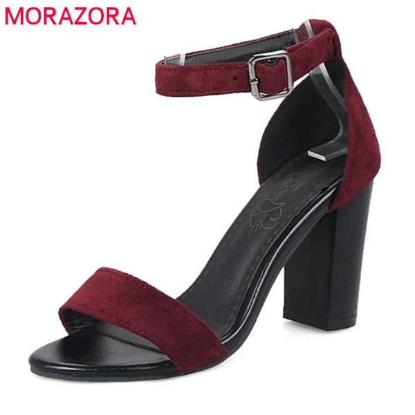 

big size 33-47 women sandals flock summer shoes simple buckle party wedding high heels, Black