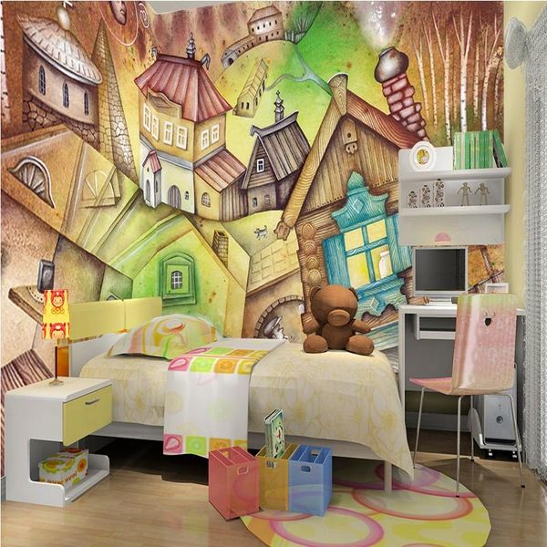 

wallpapers drop custom po wallpaper fantasy dream cartoon house children room decoration background 3d mural