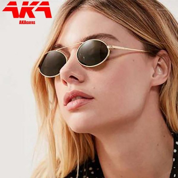 

sunglasses akagafas vintage mirror sun glasses women 2021 metal brand designer small oval female classic gafas, White;black