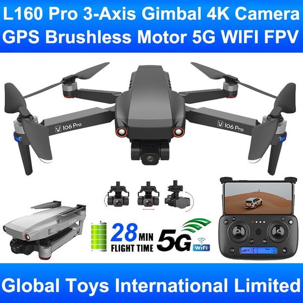 

pro 3-axis gimbal professional 4k hd camera brushless motor gps 5g wifi fpv rc drone quadcopter vs sg906 max sg908 sjrc f11 drones