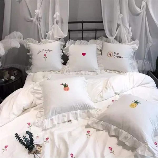 

cotton embroidered heart pineapple ice-cream cactus cushion cover with wavy lace on the 45x45cm cushion/decorative pillow