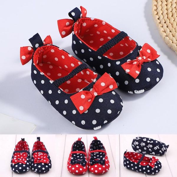 

first walkers born baby cute shoes girls dot bowknot anti-slip soft sole retro sweet princess casual chaussure