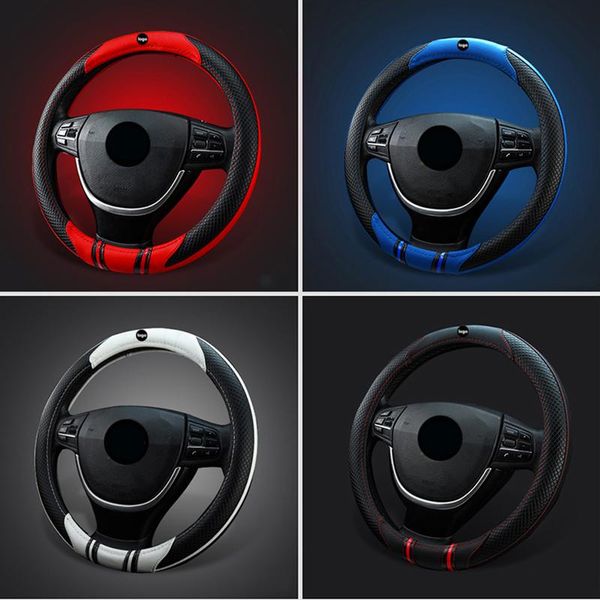 

steering wheel covers 4 colors universal sport car cover leather antiskid wear-resistant protector 38cm/15"