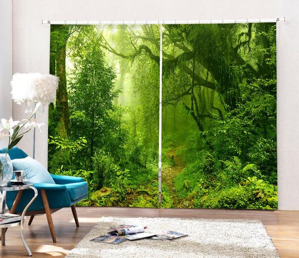 

curtain & drapes dense forest green world printing 3d window curtains sunshade curtians customize size for family