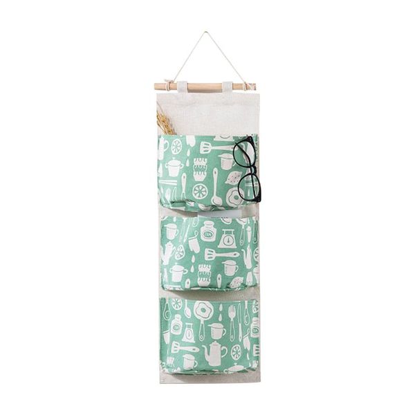 

storage bags wall closet hanging bag premium linen fabric door organizer pouches with 3 pockets waterproof stylish