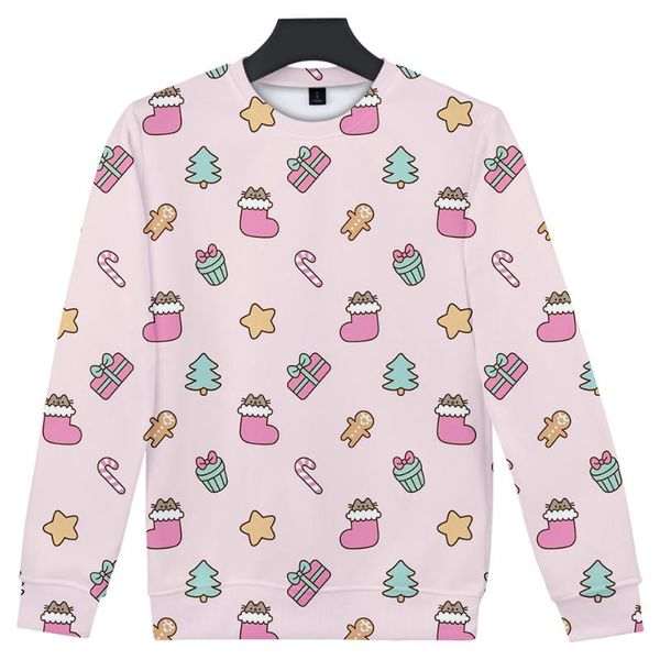 

men's hoodies & sweatshirts merry christmas 3d print round neck boys/girls long sleeve no cap sweatshirt adult/child cartoon hatless, Black