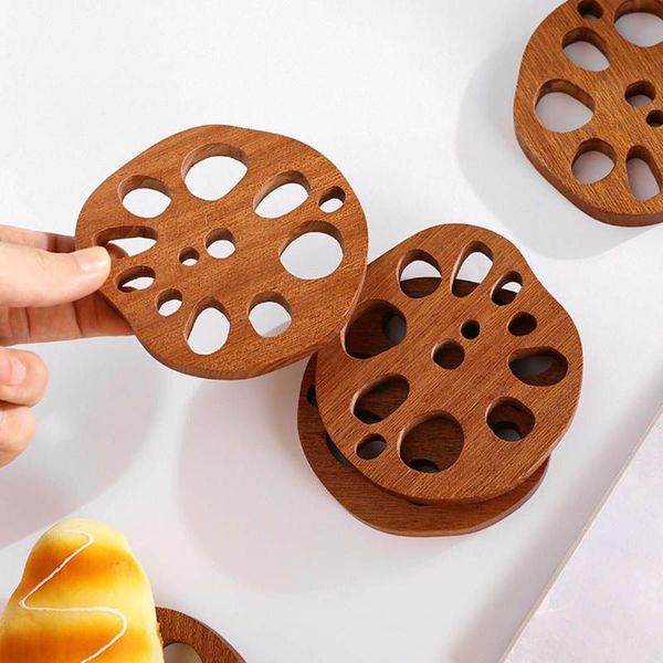 

mats & pads anti-scald mat kitchen accessories dining decor placemat wood lotus root slice coffee mug pad tea cup