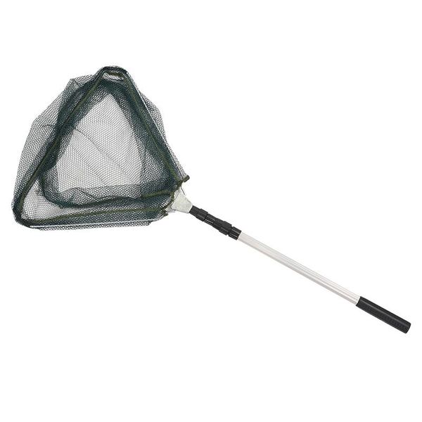 

triangular folding fishing landing net aluminum 3 section extending pole handle green accessories