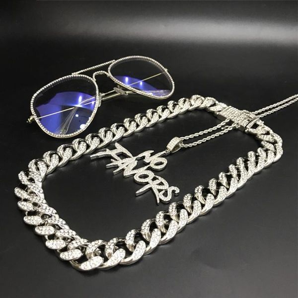 

wedding jewelry sets luxury men silver color neckalce & glass combo set out cuban jewerly crystal miami chain hip hop for, Slivery;golden