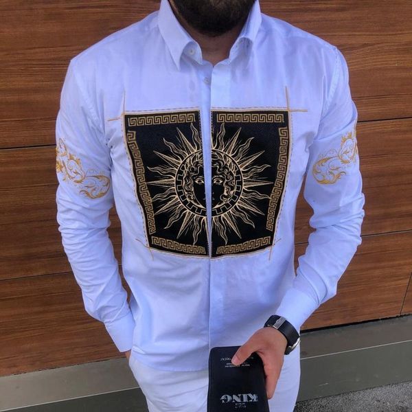 

card design comfortable men's long sleeve shirt comfortable fit fashion retro style travel office entertainment, White;black