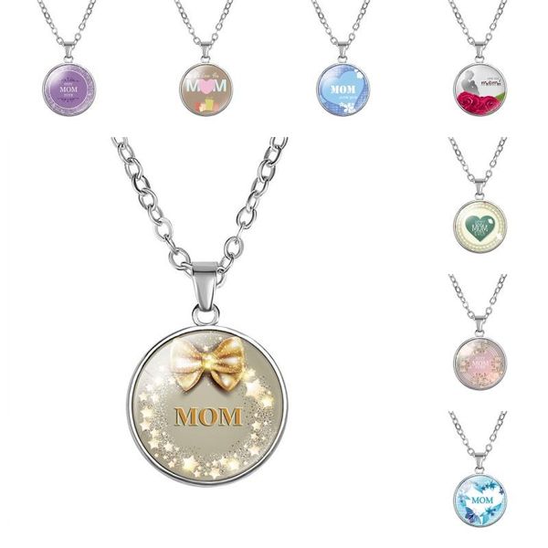 

charm love heart round necklaces fashion mom pendant necklace mother jewelry for women sweater chains, Silver