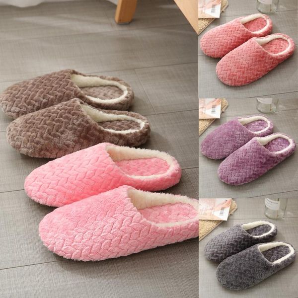 

women's house slippers winter warm home slipper shoes slip-on anti-skid flower indoor casual snow woman, Black